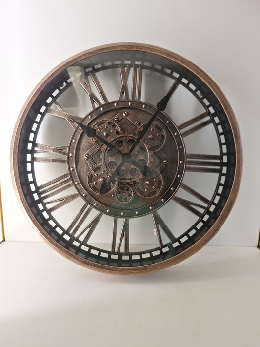 Moving Gear Roman Wall Clock (Copper Bronze)