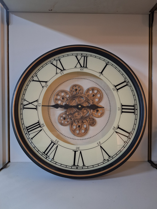 Vintage Platform Design Gear Roman Wall Clock